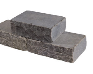Basalt Systemmauer Schwarz getrommelt